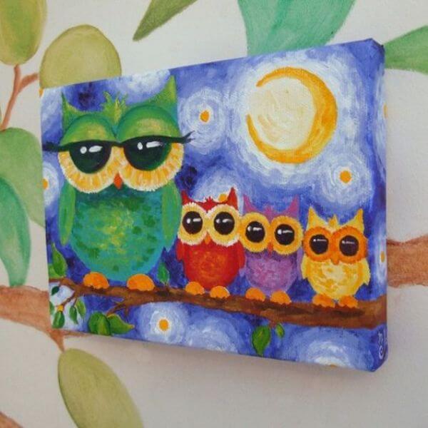 Colorful Owl Painting For Preschoolers