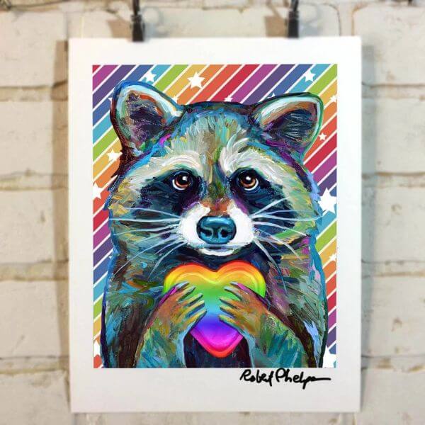 Colorful Rainbow Raccoon Painting Art For Kids