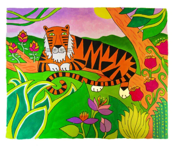 Colorful Tiger Painting For Kids
