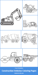 Construction Vehicles Coloring Pages For Kids – Free Printables - Kids ...