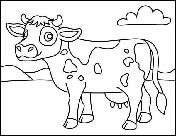 Cow Drawing Coloring Page & Sketches For Kids