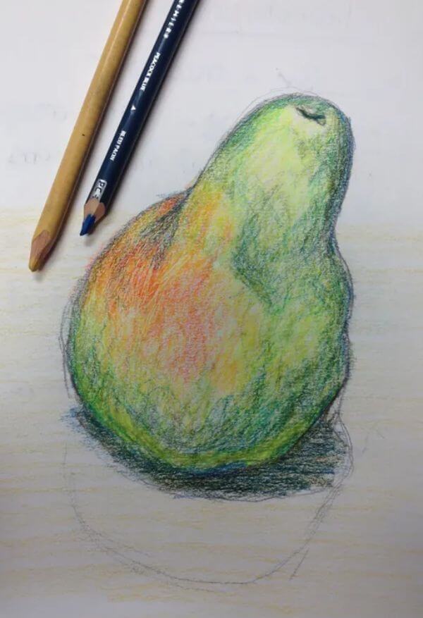 Creative Pear Fruit Drawing Art For Kids
