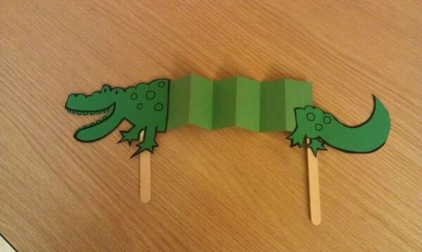 Crocodile Craft With Popsicle Stick And Paper