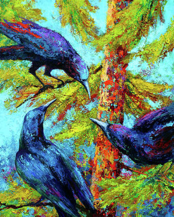 Crow Bird Wall Art Painting Idea