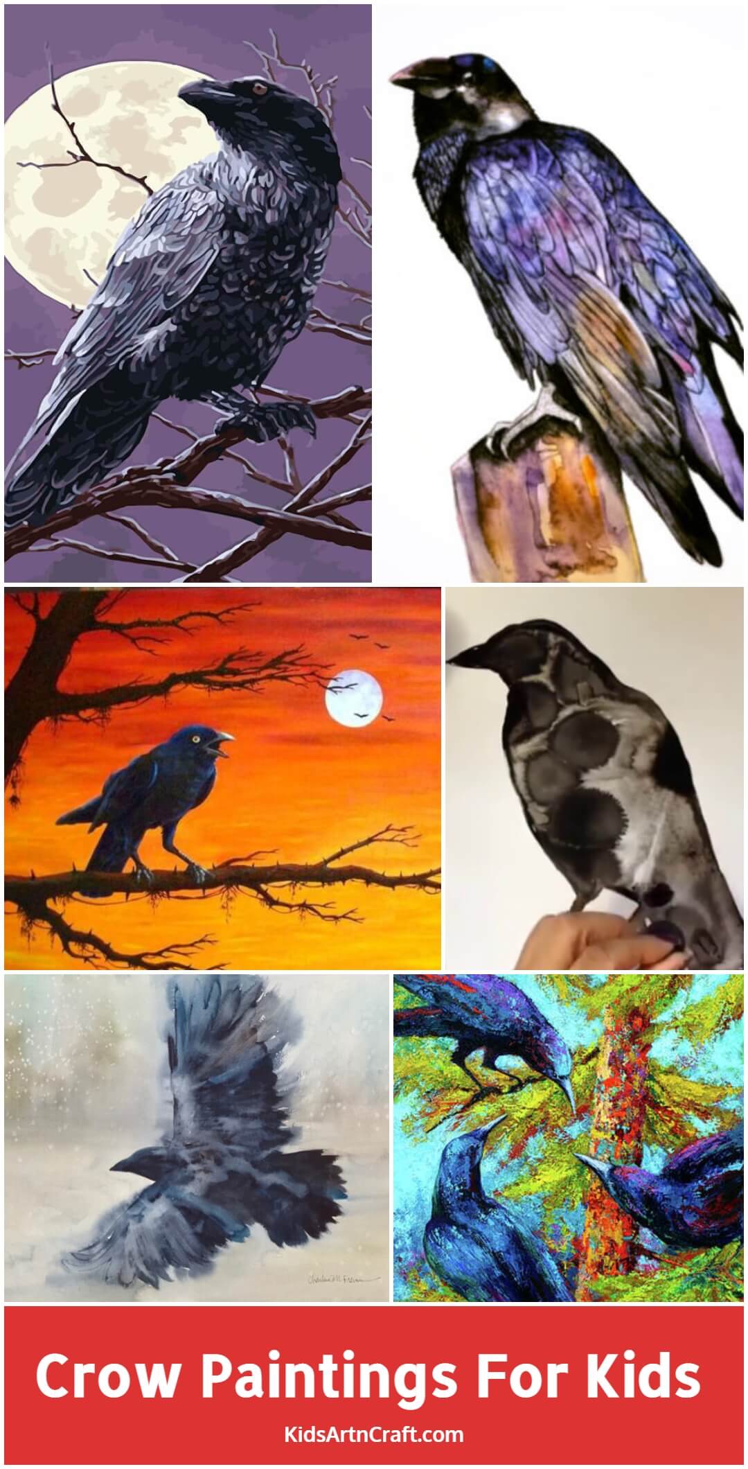 Crow Paintings for Kids
