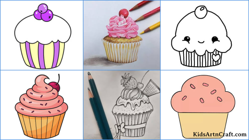 How to draw a cupcake | Easy drawings, Cupcake drawing, Cute easy drawings