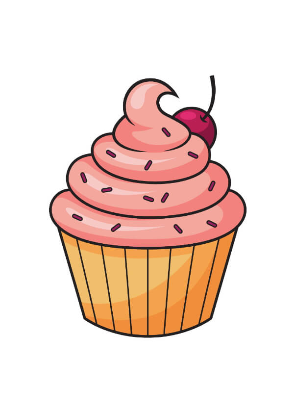 Cupcake Drawing Step By Step