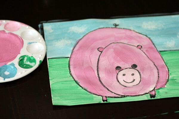 Cute and Chubby Piggie Painting For Kids