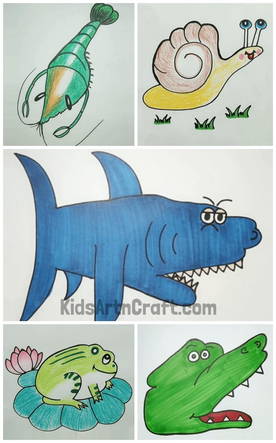 Cute Animal Drawings with Coloring For Kids