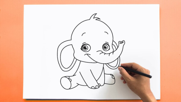 Cute Elephant Baby Drawing For Kids