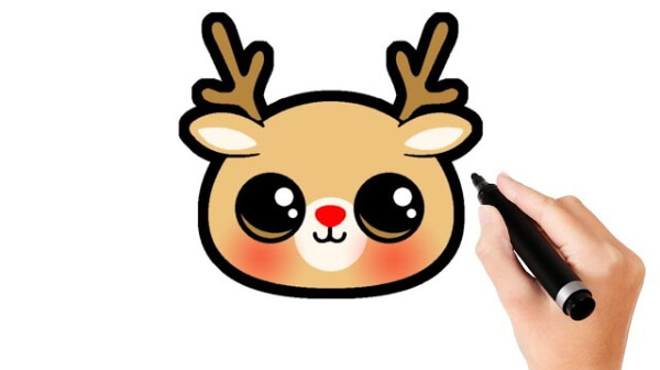 Cute Reindeer Drawing For Kids