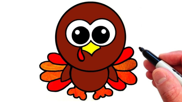 Turkey Drawing & Sketches for Kids Cute Turkey Drawing For Kids
