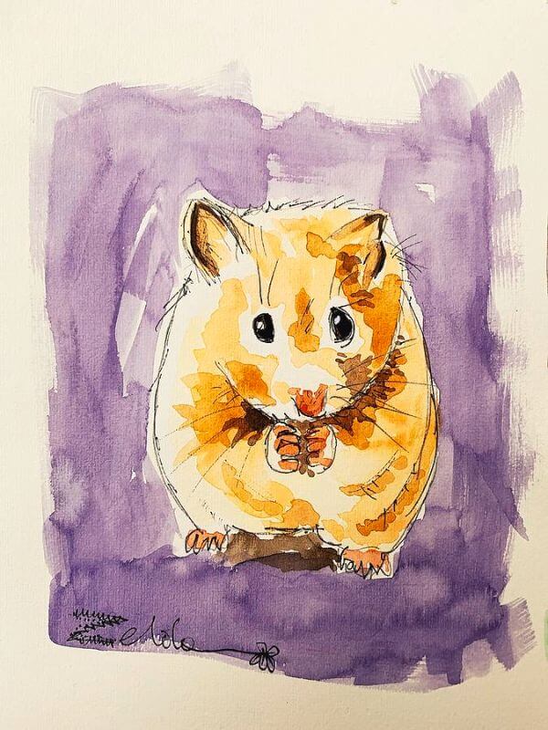 Cute Yellow Hamster Painting For Kids