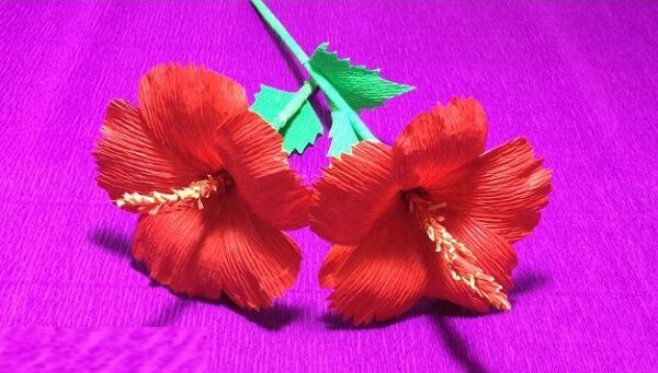 DIY How To Make An Origami Hibiscus Crepe Paper Flower Craft For Kids