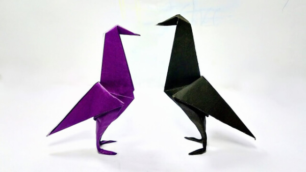 DIY Origami Paper Crow Craft For Kids
