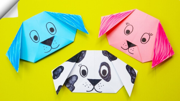 DIY Origami Dog Face Craft With Paper How To Make An Origami Dog With Kids