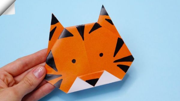 DIY Paper Origami Tiger Face Crafts For Kids
