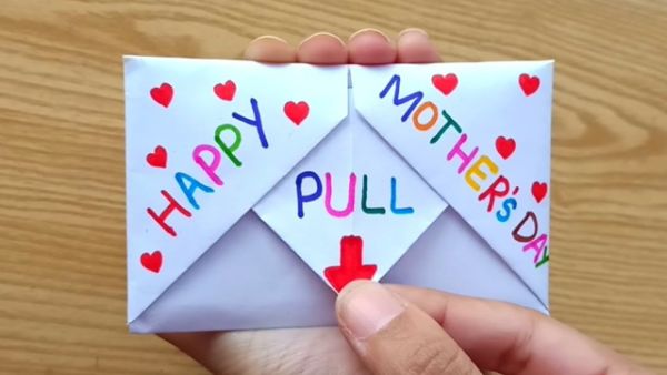 DIY Pull Tab Origami Envelope Card For Mother's Day