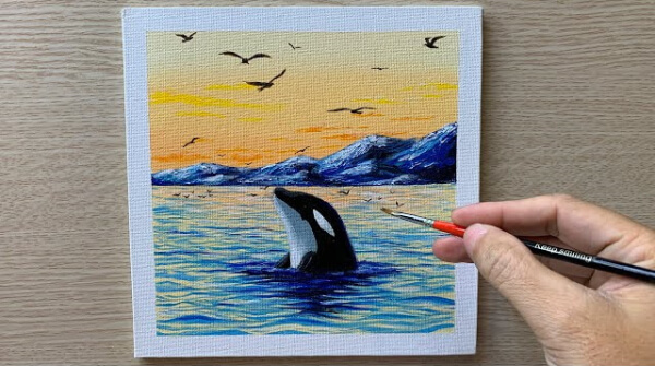 Dolphin Paintings For Kids Dolphin Sunset Acrylic Painting