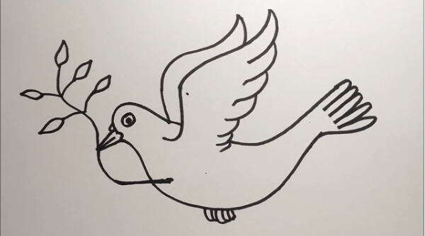 Easy Dove Drawing With Numbers For Kids