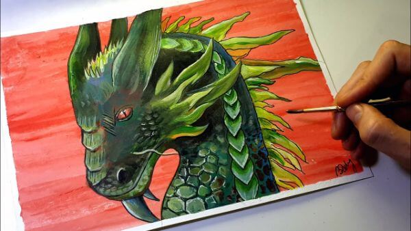 Dragon Painting With Acrylic Color Tutorial For Kids