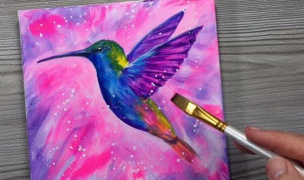 Easy Acrylic Hummingbird Painting For Kids