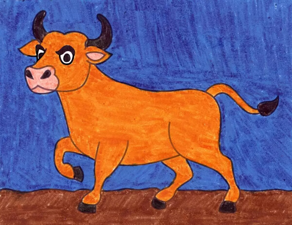 Ox Drawing & Sketches For Kids Easy Colorful Ox Drawing For Kids