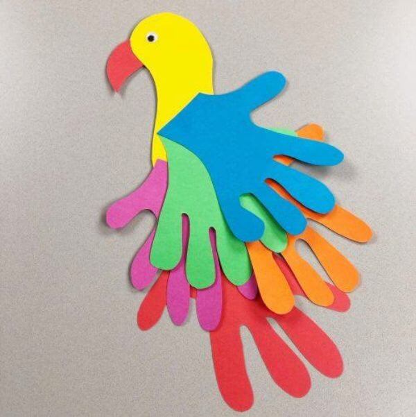 Easy Hand Print Parrot Craft Activity For Kids