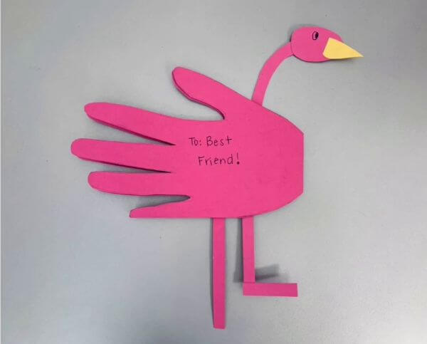 Easy Handprint Flamingo Card Craft For Kids