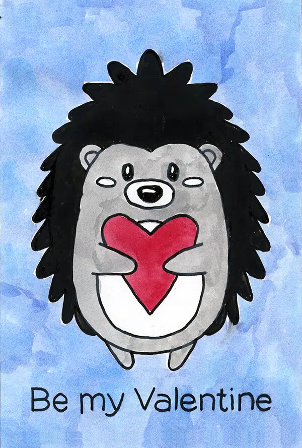 Hedgehog Drawing & Sketches for Kids Easy Hedgehog Drawing For Valentine