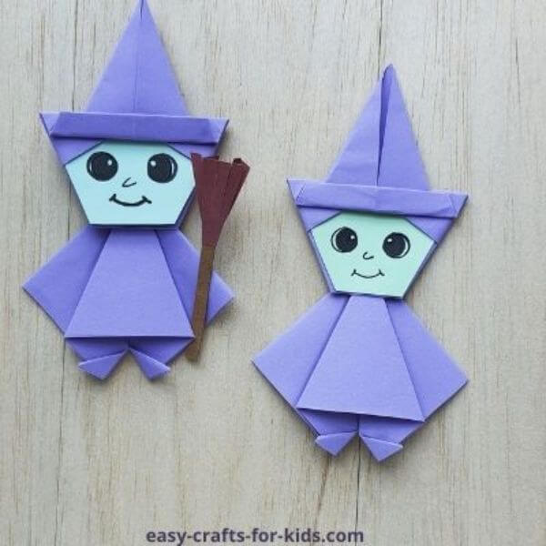 Easy How To Make An Origami Halloween Witch For For Kids
