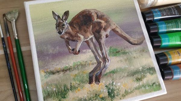 Easy Kangaroo Acrylic Painting For Kids