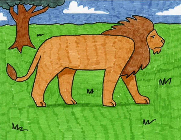Easy Lion Drawing Art For Kids
