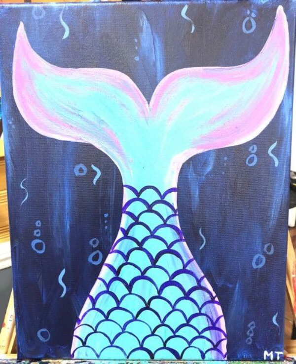 Mermaid Paintings For Kids Easy Mermaid Tail Painting