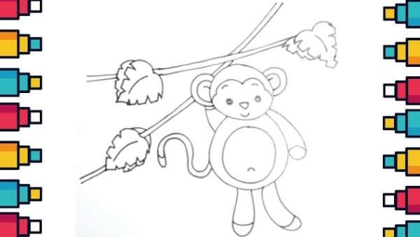 Easy Monkey Drawing Hanging From Tree