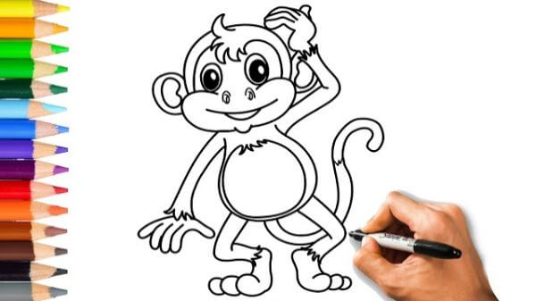 Easy Monkey Drawing Tutorial Step By Step