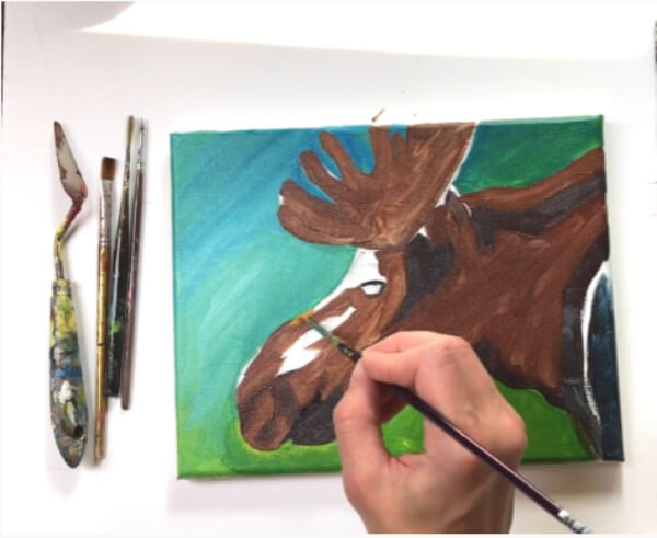 Moose Paintings For Kids Easy Moose Painting Tutorial