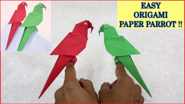 Easy Origami Paper Parrot Craft For Kids How To Make An Origami Parrot With Kids