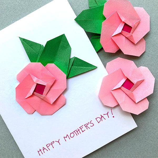 Easy Origami Rose Greeting Card For Mom
