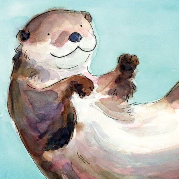 Easy Otter Painting With Watercolor