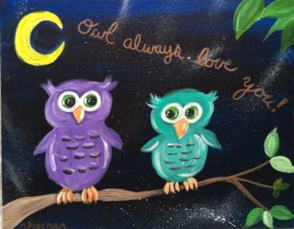 Easy Owl Painting Step By Step For Kids