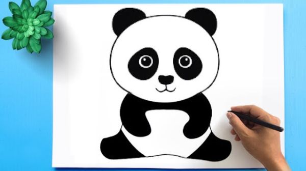 Easy Panda Drawing Tutorial Sketches for kids