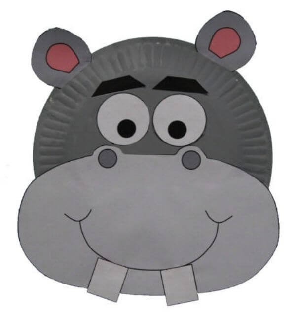 Easy Paper Plate Hippo Craft Template For Kids