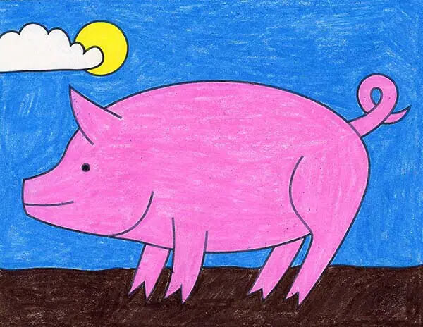 Easy Pig Drawing For Kids