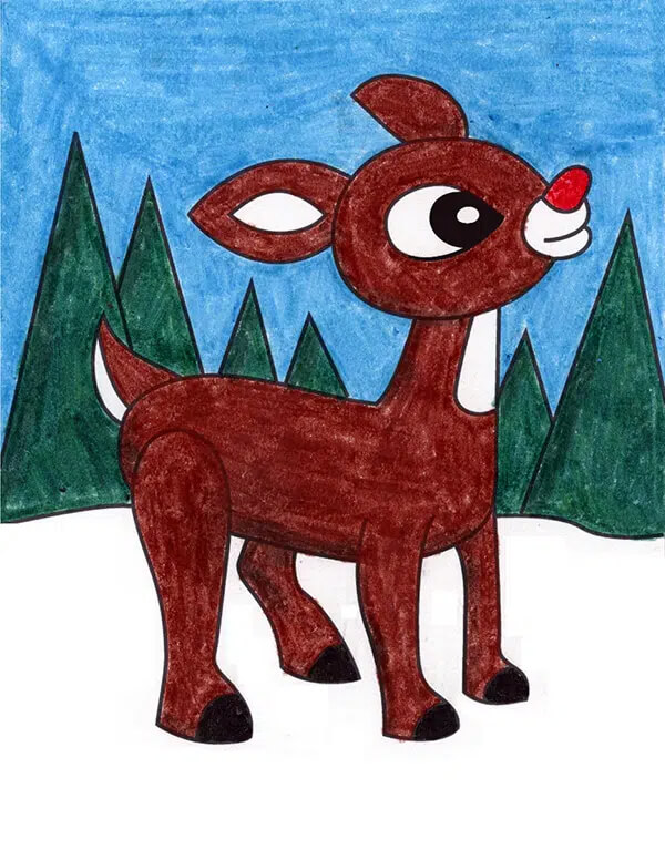 Easy Reindeer Drawing
