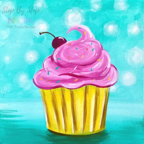Easy Step By Step Cupcake Painting Cupcake Paintings For Kids