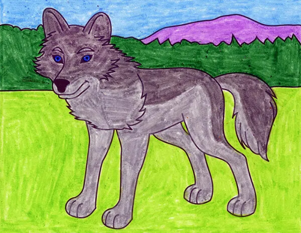 Easy Wolf Drawing For Kids