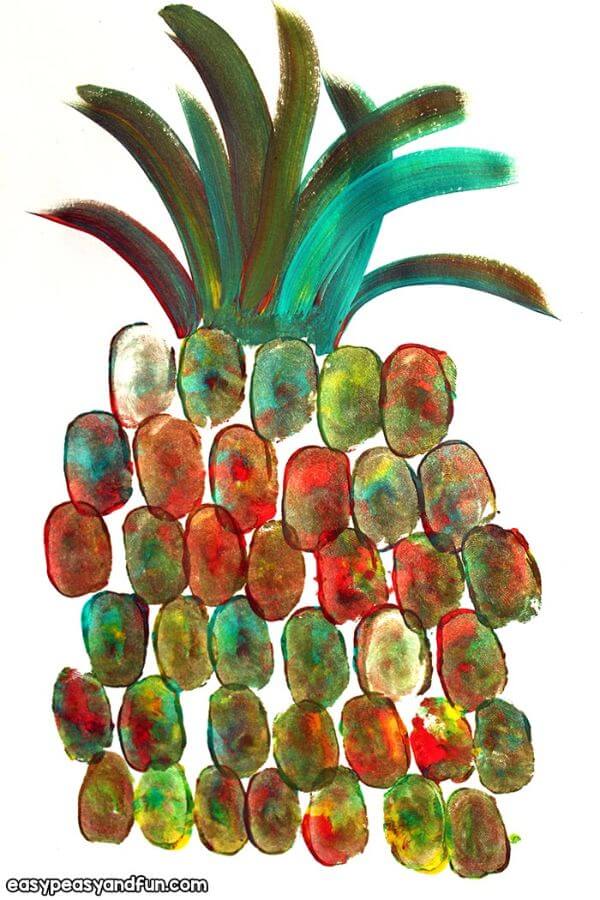 Fingerprint Pineapple Painting Art For Kids