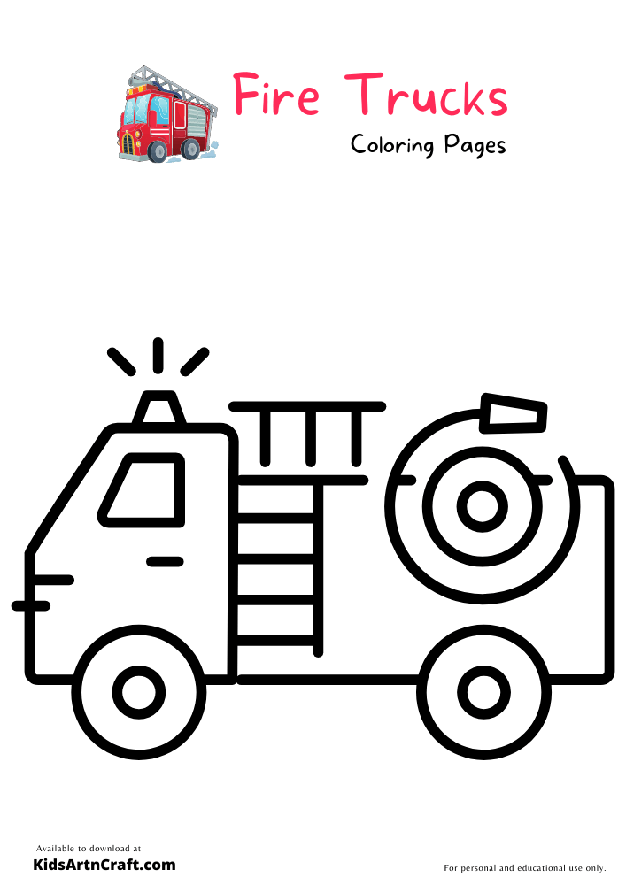 Fire Trucks Coloring Pages For Kids – Free Printables