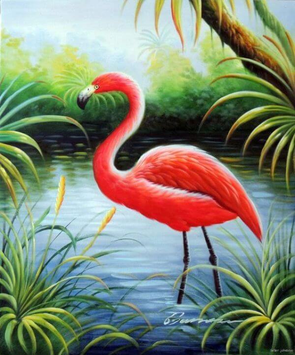 Flamingo Painting By Oil pastel For Kids